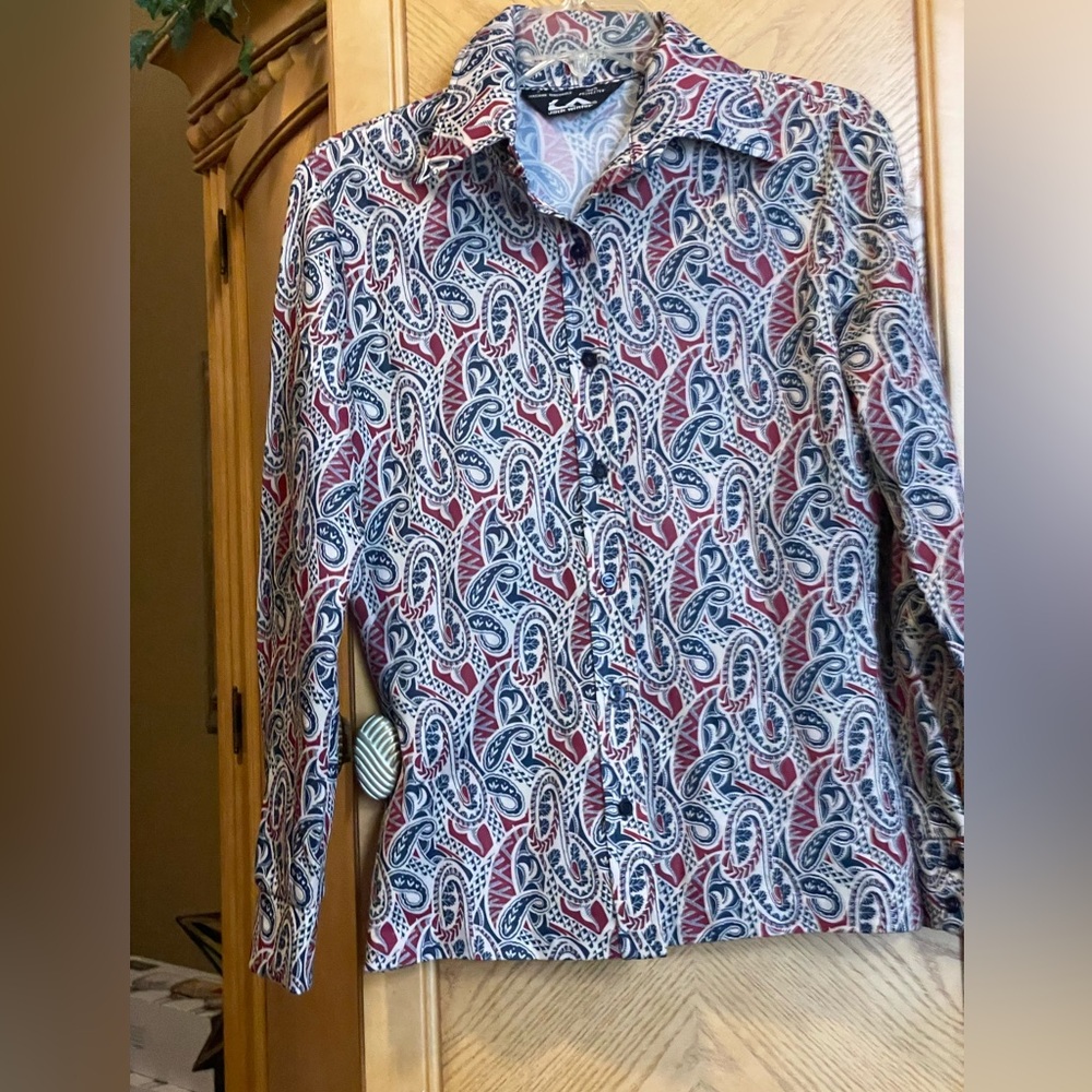 Vintage jack winter Paisley Button Down Shirt in Red and Blue small